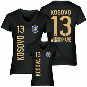 FanShirt KOSOVO Trikot Damen BLACK Druck Nummer Name Jersey WM EM FanShirts4u - Bild 1 von 9