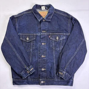 Vtg Levis Men’s Medium Trucker Dark Blue Jean Denim Jean Jacket 70507 0957 Y2K - Picture 1 of 15