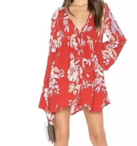 Free People Bella Blumen Tunika Minikleid Top Small rot Boho Baby Puppe Passform neu ohne Etikett - Bild 1 von 10