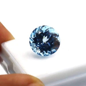 Piedra preciosa suelta de corte redondo azul aguamarina Santa María natural certificada de 7,70 quilates - Imagen 1 de 7