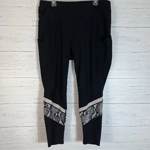 Torrid Leggings Womens size 3 Black Snakeskin Print Inset Wicking Active Pockets - Picture 1 of 7