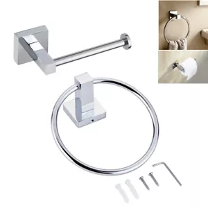 Wall Mounted Bathroom Toilet Paper Holder Rack Tissue Roll Stand + Towel Hanger - Picture 1 of 5
