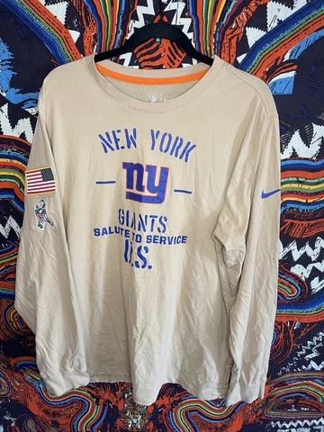 New York Giants Salute to Service Nike Tee Shirt Mens Small Beige Long Sleeve Cover