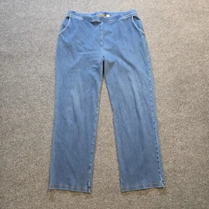 LL Bean Jeans Womens Size Large Blue Denim Pull On Perfect Knit High Rise Casual - Picture 1 of 11