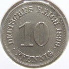 Münze Deutsches Reich Kaiserreich 10 Pfennig 1899 E in Vorzüglich