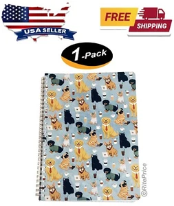Molly & Rex Spiral Notebook, Dog & Coffee Pattern, College Rule w/ Folder (1 PK) - Picture 1 of 8