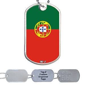 Portugal Flag Military Dog Tag Necklace - Customized