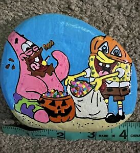 Ręcznie malowana rzeczna skała SpongeBob Halloween