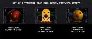 PORTUGAL, SCOTT # 2490, AZORES # 463 & MADEIRA # 221 SET OF 3 EUROPA CLOWN, MNH - Picture 1 of 1