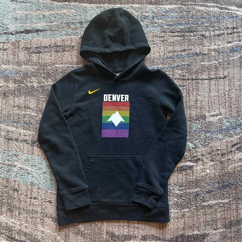 Youth Boys Nike NBA Denver Nuggets Black Rainbow Hoodie Pullover Sweatshirt Sz M Cover