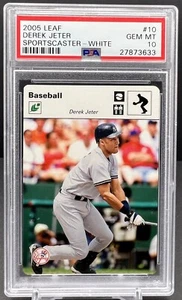 2005 Leaf Derek Jeter 17/60 PSA 10 GEM MT Yankees Sportscaster White #10 cc44 - Picture 1 of 3