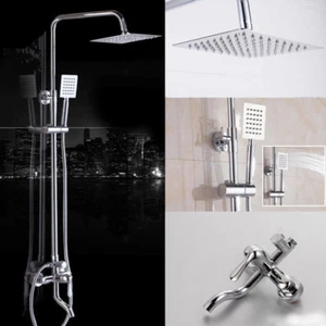 Juego de grifos de ducha de baño de EE. UU. Mezclador de rociado manual para lluvia grifo cromado montado en la pared - Imagen 1 de 10