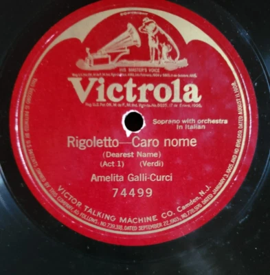 074. AMALITA GALLI-CURSI 78 RPM 12" Vintage Victrola US Label Shellac  LP - Image 1 of 2