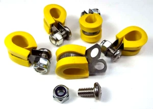 X5 1/2" TA02600004NB08 LOOP STEEL CUSHIONED CABLE CLAMP NITRILE YELLOW SCREW NUT - Picture 1 of 12