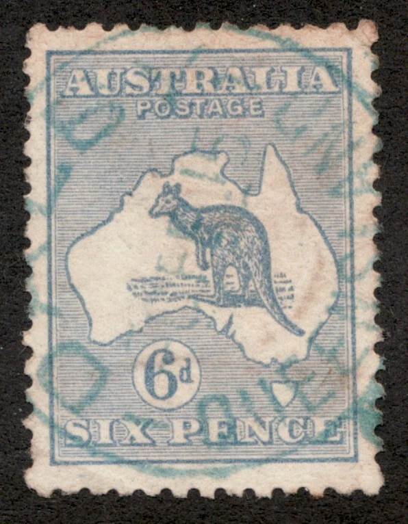 Australia Sc# 8 1913 - Seis peniques, canguro y mapa. Sello usado Cv$30 Foto 1 de 1