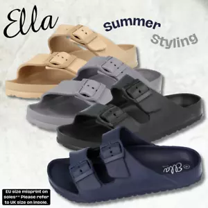 Mens Ella EVA Double Buckle Strap Slip On Sliders Sandals Slide Flipflop - Picture 1 of 23