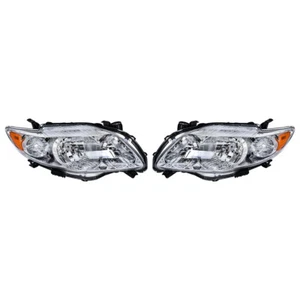 Left + Right Headlights For 2009-2010 Toyota Corolla Halogen Type Chrome Housing - Bild 1 von 15