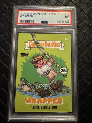2024 Topps Garbage Pail Kids Game Over WRAPPER CARD 29 PSA 7 Level 5 - Image 1 of 2