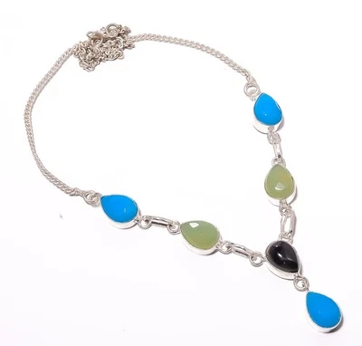 Collar enchapado en plata turquesa de la Bella Durmiente 17,99" TN4318-44|Regalo de Navidad Foto 1 de 4