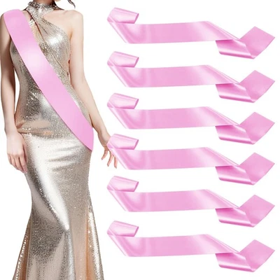 6 ШТ. Розовый Атласный Пояс Пустой для Невесты Для Выпускного Конкурса Сделай Сам На Заказ - Изображение 1 из 4