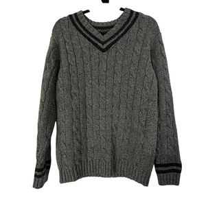 Vintage Old Navy Gr. M Zopfmuster Pullover Wollmischung Langarm V-Ausschnitt Y2K - Bild 1 von 10