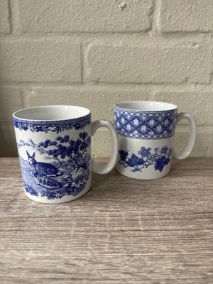 2 X THE SPODE BLUE ROOM COLLECTION Mugs ceramic blue & white  - Image 1 of 4