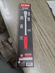 ICON 58590  3/8" Drive Long Reach Flex Head 90Tooth Ratchet w/Comfort Grip R2LFG - Picture 1 of 2