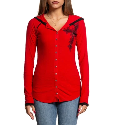 Moletom com capuz feminino Affliction com botões elitista - Imagem 1 de 4