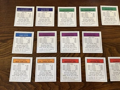 Lote de 24 cartas de juego Monopoly 1984 vintage Foto 1 de 4