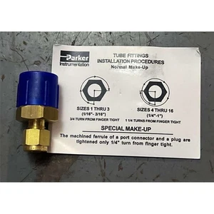 Parker Compression Tube Fitting 1/4 x 1/2 Blue Cap Brass Guide 4MSC8N-B - Picture 1 of 7