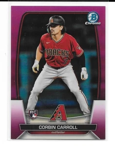 Bowman 2023 cromo Corbin Carroll fucsia púrpura rosa refractor RC/299 #5 - Imagen 1 de 1