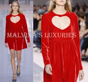 CHLOE  DRESS HEART CUTOUT VELVET MINI LONG SLEEVE $2,795 sz 38 US 6 - Picture 1 of 20