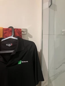 H&R Block Tax Schwarz Kurzarm Polo Golf Shirt Herren Erwachsene Medium - Bild 1 von 1