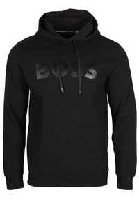 Sudadera con capucha de piqué de algodón negro HUGO BOSS Soody Mirror para hombre 50510480-001 - Imagen 1 de 3