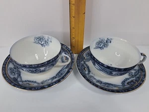 2 tazas de té y platillos de Royal Staffordshire patrón renombrado azul y blanco  - Imagen 1 de 16