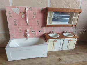 Vintage Lundby Barton Bathroom Twin Sink Unit & Bath - Picture 1 of 24