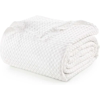 Luxurious Waffle Weave Blanket Soft Lightweight Cotton All Season Cozy Bedding - Image 1 of 4