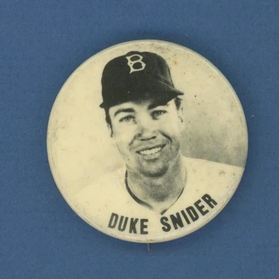 1950-е PM10 Pin Back Button • Duke Snider • Brooklyn Dodgers • складки на поверхности - Изображение 1 из 3