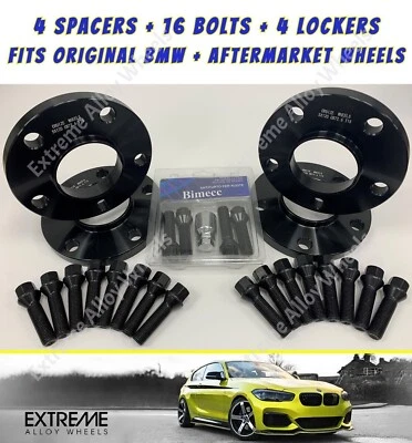 Fits Bmw 15mm 20mm Wheels Spacers X5 E70 F15 F85 X6 + Locks 5x120 Black Alloy 74 - Image 1 of 4