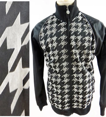 Chaqueta deportiva negra mediana flocada terciopelo pata de gallo ENORME geek dork gris  Foto 1 de 4