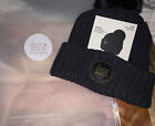Extremely Rare NWT LYM  Black Cuffed Pom Beanie Winter Hat With Rare Patch