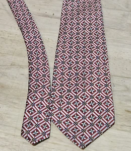 Corbata Aquascutum of London 100 % seda para hombre roja/plateada 4" clásica hecha en EE. UU. - Imagen 1 de 6