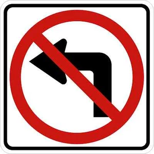 NO LEFT TURN SIGN Vinyl Decal / Sticker ** 5 Sizes ** - Picture 1 of 1