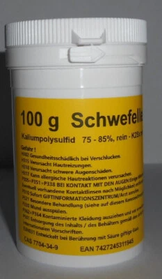100 g Schwefelleber, Kaliumpolysulfid K2Sx (75-85% rein) Kupfer, Silber beizen - Bild 1 von 3