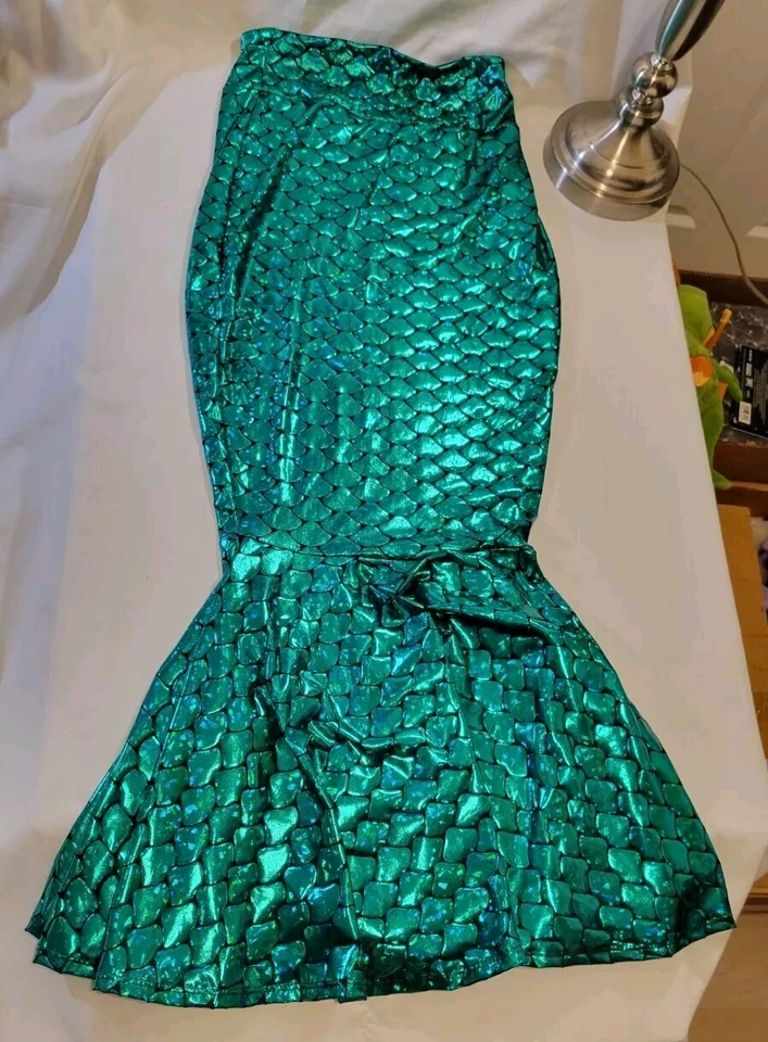 Sidecca Faux Leather Wet Look Metallic Mermaid Costume Skirt Kelly Green Adult S - Image 1 of 4