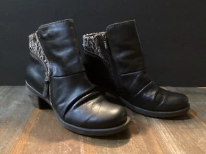 Pikolinos Women's black leather Side Zip Knit and zipper accent boots 38/7-7.5 - Picture 1 of 8