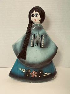Vintage Mexican Folk Art Doll Paper Mache Blue Signed AYA - Arana Aicaia - READ - Picture 1 of 19