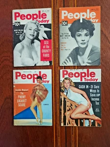 LOT (4) VINTAGE 10 CENT PEOPLE TODAY POCKET MAGAZINES 1951, 1955 ANITA EKBERG - Picture 1 of 6