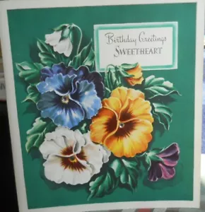 VINTAGE*A Birthday DOLCEHEART* con FIORI INGIOIELLATI pressotagliati IN RILIEVO - Foto 1 di 5
