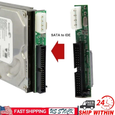 7+15P Female SATA SSD HDD Hard Drive to IDE 3.5" 40P Male Converter Adapter US - Image 1 of 4